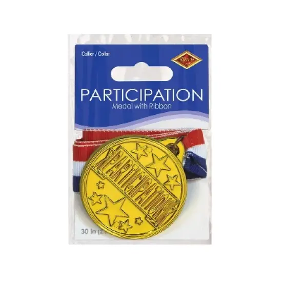 Beistle Participation Medal w/Ribbon, 30" w/2" Medal, (6/Pkg) Multicolored image {1}