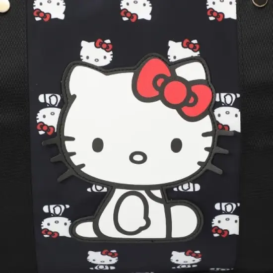 Hello Kitty AOP in Nylon with PU Accents Black Wheeled Duffle image {2}