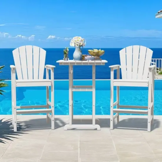 Hyleory 3-Piece HDPE Patio Bar Set with Adirondack Bar Stools - Durable Outdoor Furniture for Stylish Entertaining image {13}