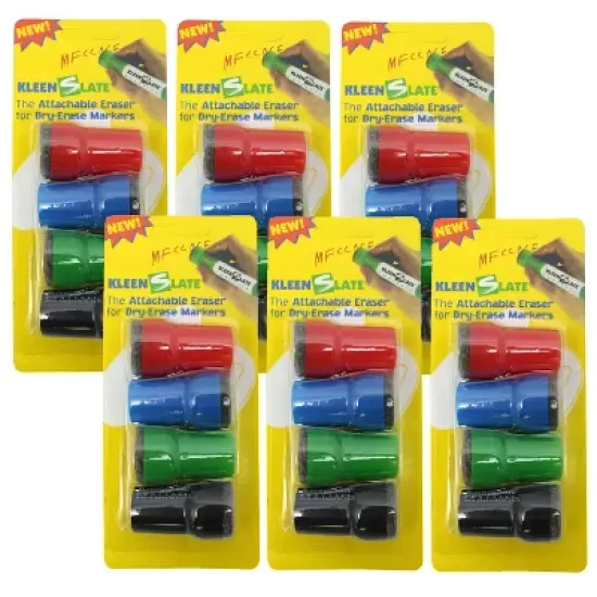 KleenSlate&reg; Large Barrel Attachable Eraser Caps for Dry Erase Markers, 4 Per Pack, 6 Packs image {3}