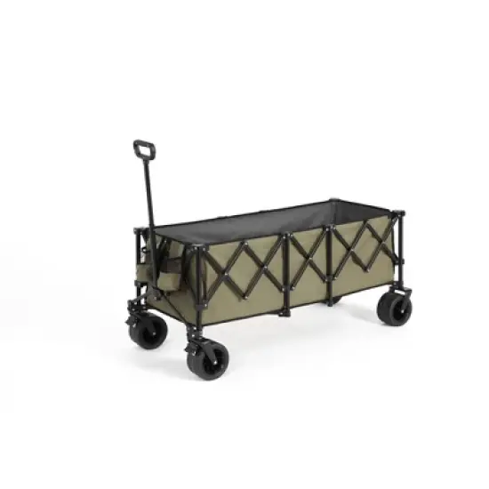 SKRAN Foldable Extended Heavy Duty 300L Folding Utility Cart with 220lbs Weight Capacity with Big All-Terrain Beach Wheels & Drink Holders image {17}