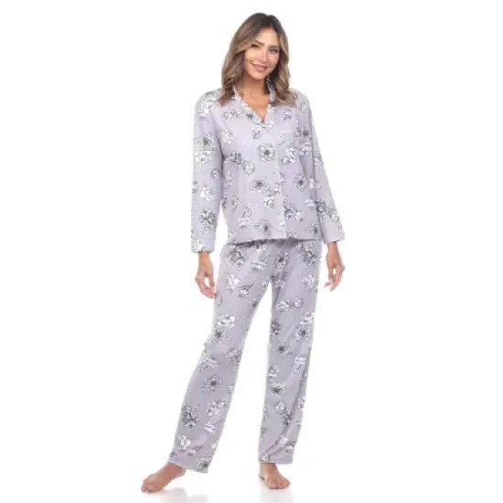 Long Sleeve Floral Pajama Set - White Mark image {8}
