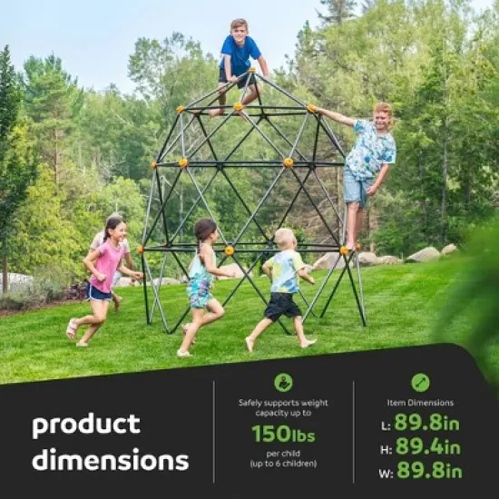 gobaplay SummitPro Climbing Dome &ndash; 7.5ft Heavy Duty, Non-Slip Kids Geomotric Climber Playground Equipment with Rock Climbing Hand Grips image {2}