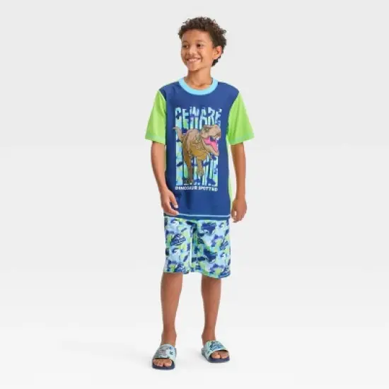 Boys' Jurassic World 2pc Pajama Set with Slide Sandals - Green image {2}