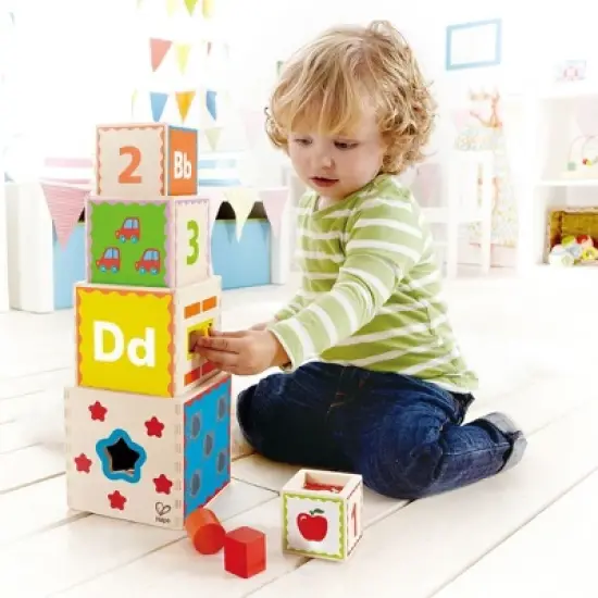 HAPE Pyramid of Play Toddler Wooden Nesting Blocks image {2}