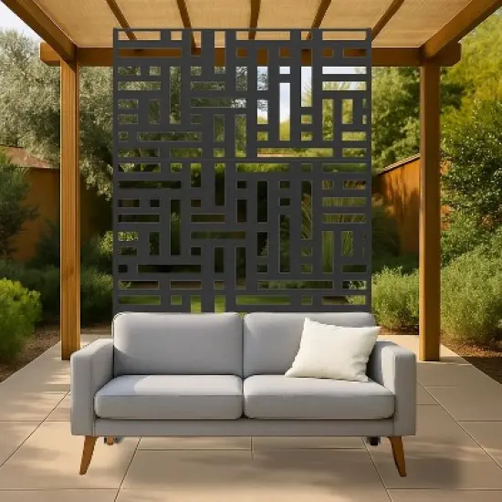 72" H&times;47" W Metal Privacy Screen with Stable Base, Freestanding Decorative Patio Screen for Hanging Plants image {3}