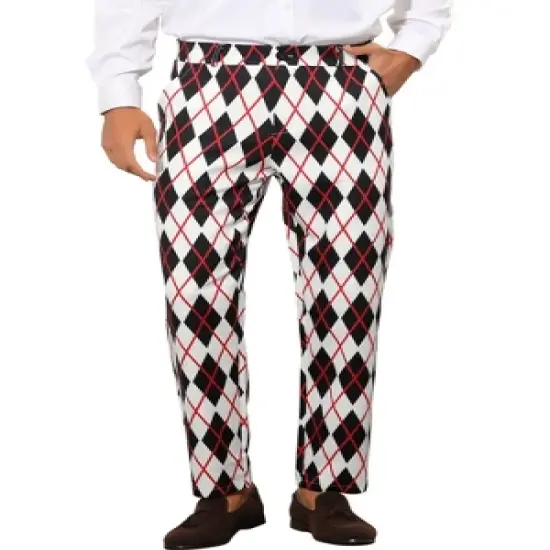 Lars Amadeus Men's Regular Fit Flat Front Colorful Printed Pants image {6}