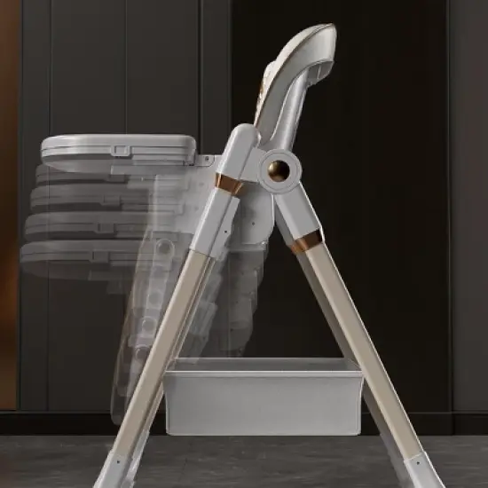 Angel Sar Adjustable Baby High Chair 0-6 Years, Portable Infant Feeding Seat with Safety Belt & Wheels for Home Use, White image {6}