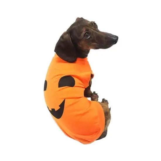 Midlee Pumpkin Face Dog Shirt Costume image {1}