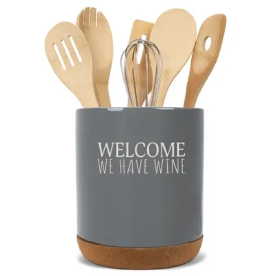 Elanze Designs This Is A Bad Place For A Diet Ceramic Cork Bottom Gray Large Capacity Utensil Holder Crock for Countertop Storage, Stylish & Durable image {4}