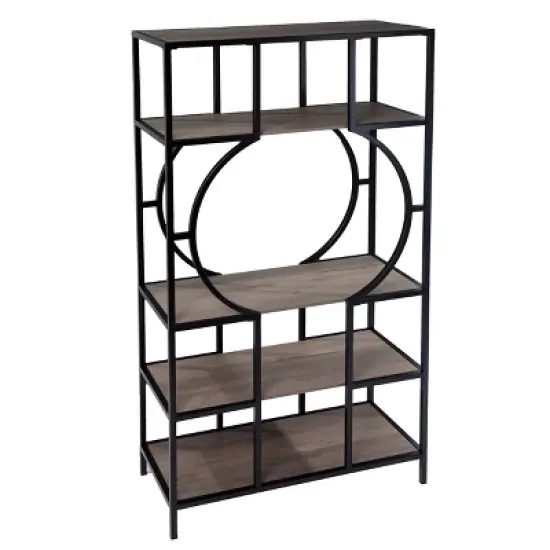68.25" Vikrin 5 Tier Bookshelf Natural/Black - Aiden Lane image {1}