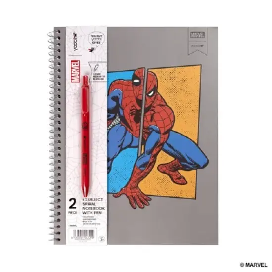 Yoobi Marvel 1 Subject Notebooks 8"x10.5" Wide Ruled with Pen Spider-Man Split, School Supplies image {1}