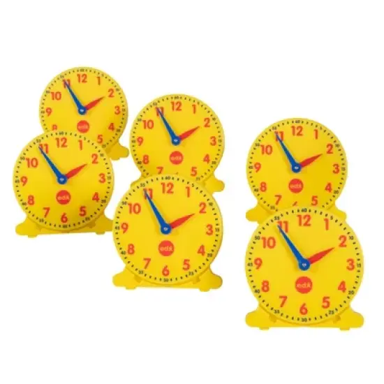 Learning Advantage Geared 12-Hour Time Clock, Student Size, Set of 6 image {1}