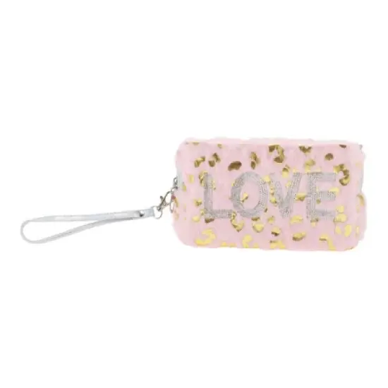 Unique Bargains Women's Portable Leopard Sequin LOVE Makeup Bag 1 Pc image {4}