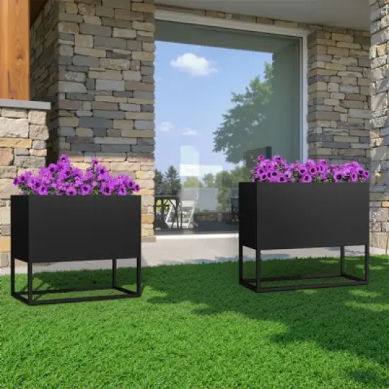 Wooakway Outdoor/Indoor/Decor Metal Elevated Raised Garden Bed Planter Box Planter Pots Cachepot Nursery Pot image {8}