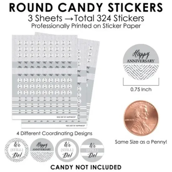Big Dot of Happiness We Still Do - Wedding Anniversary - Anniversary Party Small Round Candy Stickers - Party Favor Labels - 324 Count image {2}