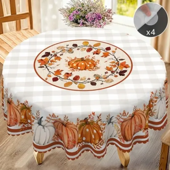 LOVEVOOK Thanksgiving Tablecloth, Fall Tablecloth, Pumpkin Table Cloth, Autumn Harvest for Christmas, Holiday, Birthday, Harvest image {9}
