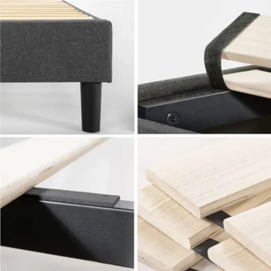 King Curtis Platform Bed Frame Charcoal Heather - Zinus image {3}