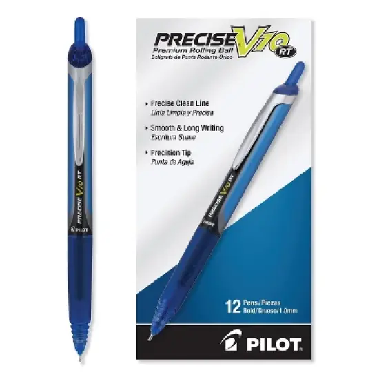 Pilot V10RT Retractable Roller Ball Pen Bold 1 mm Blue Ink/Barrel Stand 13453 image {2}