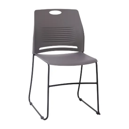 Emma and Oliver Heavy Duty 660 lb. Capacity Ergonomic Polypropylene Stack Chair with Perforated Back and Steel Sled Base image {11}