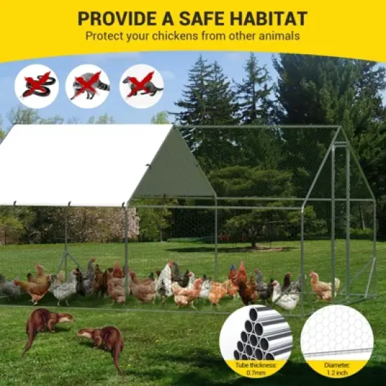 GustoWave Large Metal Chicken Coop, 9.8 x 6.5 x 6.5 ft Walk in Poultry Cage Chicken Run Pen with Waterproof & Anti-Ultraviolet Cover for Farm image {5}