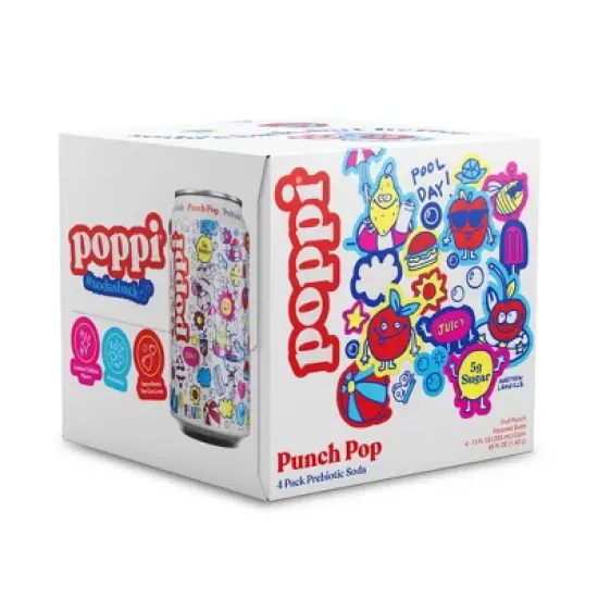 Poppi Punch Pop Prebiotic Beverage Soda - 4pk/12 fl oz Cans image {4}