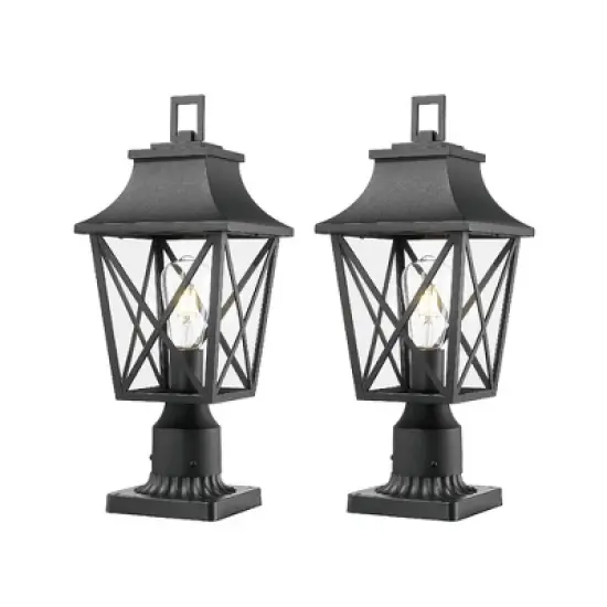 YUHAO Gardens, Yards or Entrances Anti-Rust Waterproof Outdoor Post Light Modern Black(2 PACK) image {13}