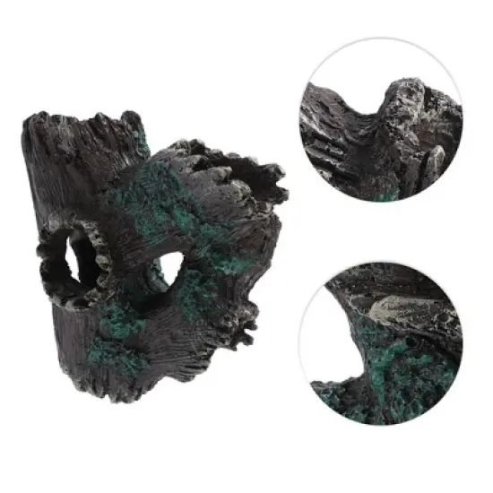 Unique Bargains Aquarium Decorations Hollow Tree Trunk Ornament Resin Fish Accessories Brown Green 5.91"x5.12" 1 Pcs image {2}