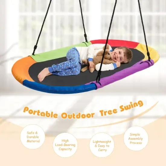 Infans 60" Saucer Tree Swing Surf Kids Outdoor Adjustable Giant Oval Platform Swing Set image {3}