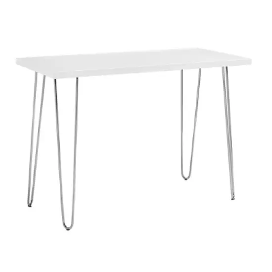 Gibby Modern Glam Hairpin Leg Writing Desk Faux White Marble - Saracina Home image {2}