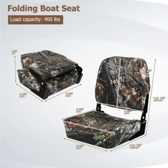 Costway 2-Piece Folding Boat Seat Set with Sponge Padding & Aluminum Hinges Low Back Black image {8}