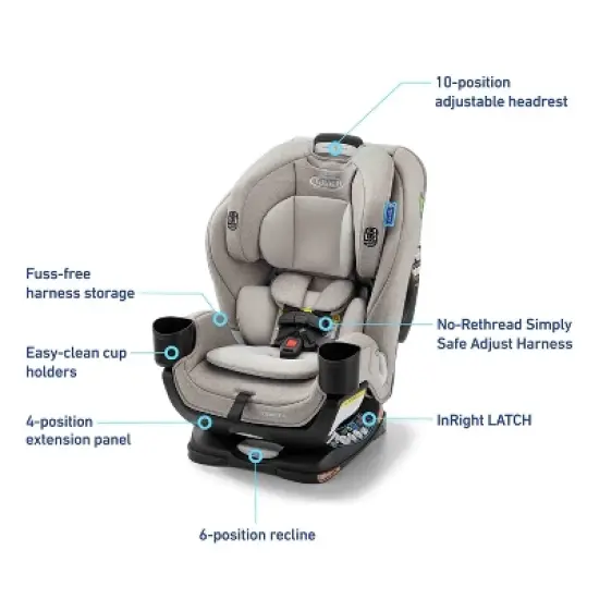 Graco Extend2Fit 3-in-1 Convertible Car Seat - Ashten image {6}