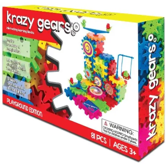 Krazy Gears Gear Building Toy Set - Interlocking Learning Blocks & Motorized Spinning Gears - 81 Piece Set image {4}