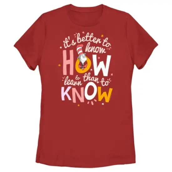 Women's Dr. Seuss The Cat in the Hat It's Better to Know Quote T-Shirt image {3}