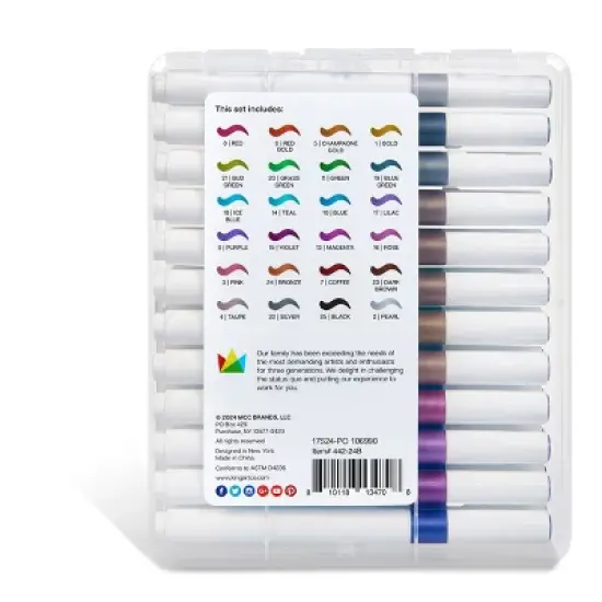 KINGART Acrylic Brush Tip Markers, 24 Metallic Colors image {10}