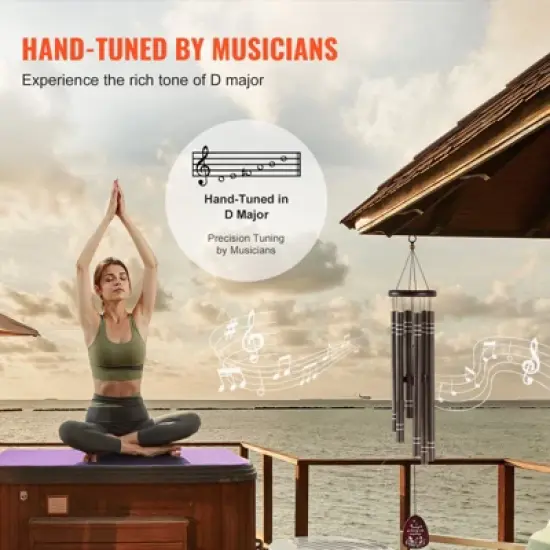 VEVOR Wind Chimes for Outside, 42", Deep Tone Wind Chimes with 6 Tubes, Unique Large Memorial Wind Chimes for Anniversary, Dark Brown image {3}