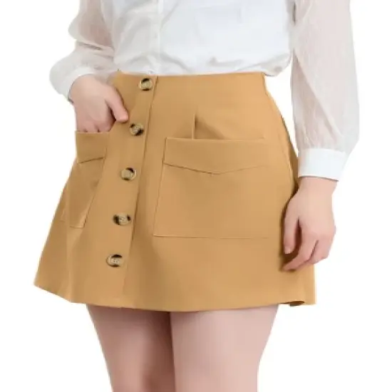 Allegra K Women's Buttons Front A-line Short Cargo Casual Skirt image {7}