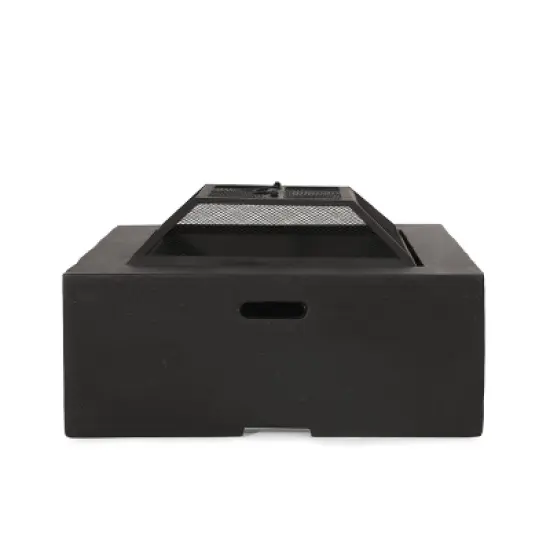Berwick Outdoor Light Weight Concrete Wood Burning Square Fire Pit Dark Gray - Christopher Knight Home image {5}