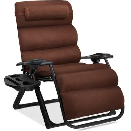 Best Choice Products Oversized Zero Gravity Chair, Folding Recliner w/ Removable Cushion, Side Tray image {9}