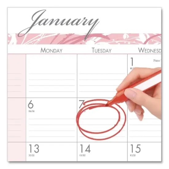 Recycled Monthly Desk Pad Calendar, Breast Cancer Awareness Artwork, 22 x 17, Black Binding/Corners,12-Month (Jan-Dec): 2026 image {2}