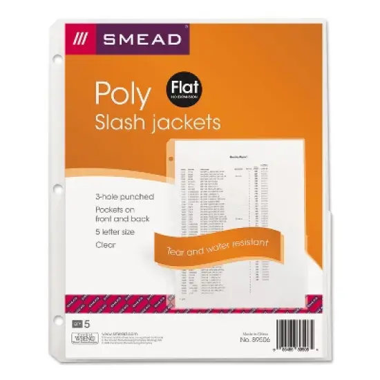 Smead Organized Up Poly Slash Jackets Letter Polypropylene Clear 5/Pack 89506 image {8}