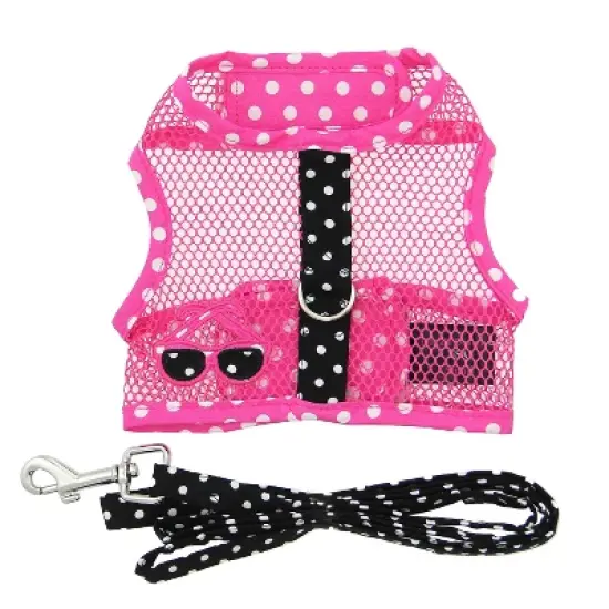 Doggie Design Cool Mesh Dog Harness Under the Sea Collection-Sunglasses Pink and Black Polka Dot image {1}