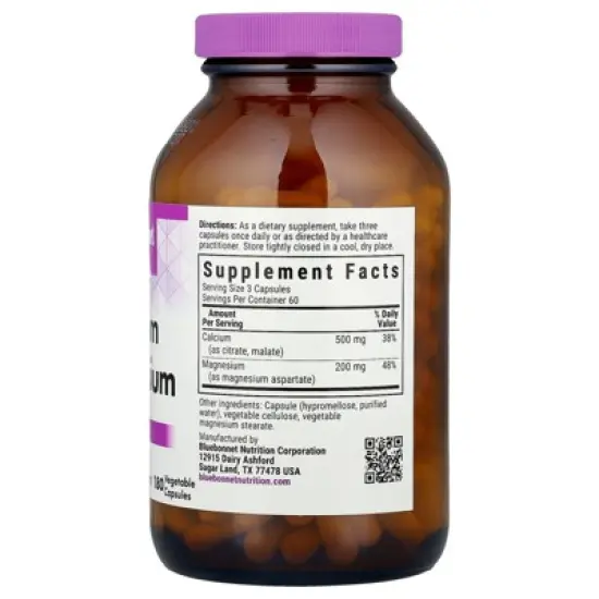 Bluebonnet Nutrition Calcium Magnesium, 180 Vegetable Capsules image {1}