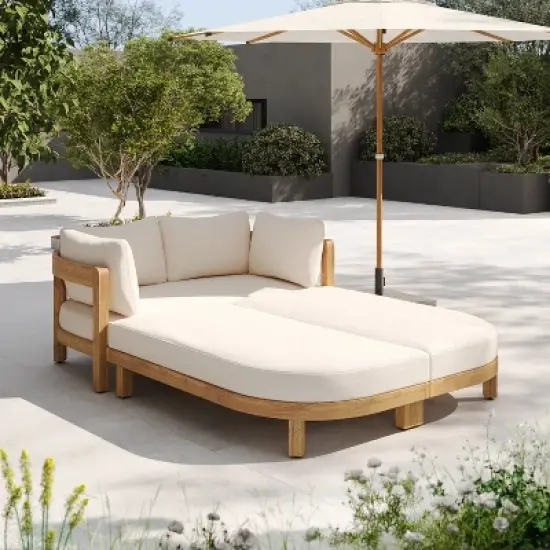 Scott Living Donovan Outdoor Acacia Wood Daybed with Cushion image {10}