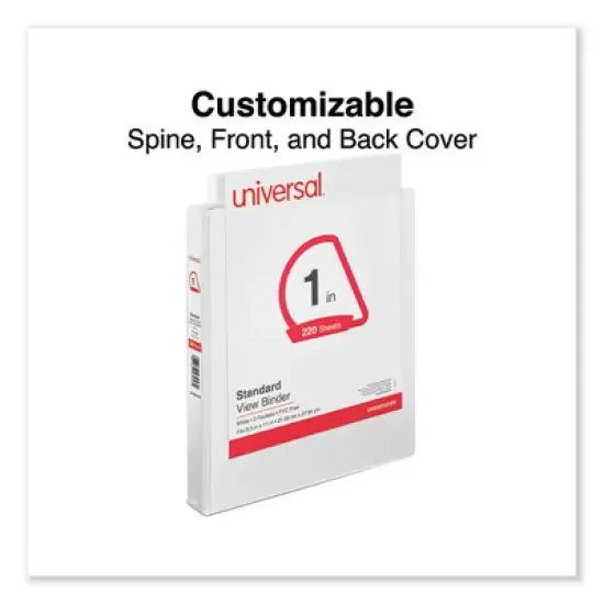 Universal Slant D-Ring View Binder, 3 Rings, 1" Capacity, 11 x 8.5, White, 12/Carton image {4}