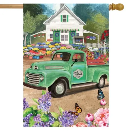 Flower Farm Spring House Flag 28 x 40 Briarwood Lane image {1}