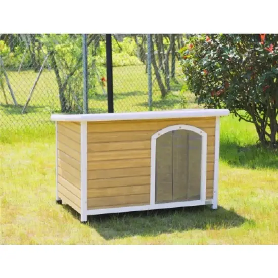 Medium Wooden Outdoor Dog House, Dog House Big With Waterproof Roof, Pet House Dogs With Adjustable Plastic Feet-Cuddlewood image {7}