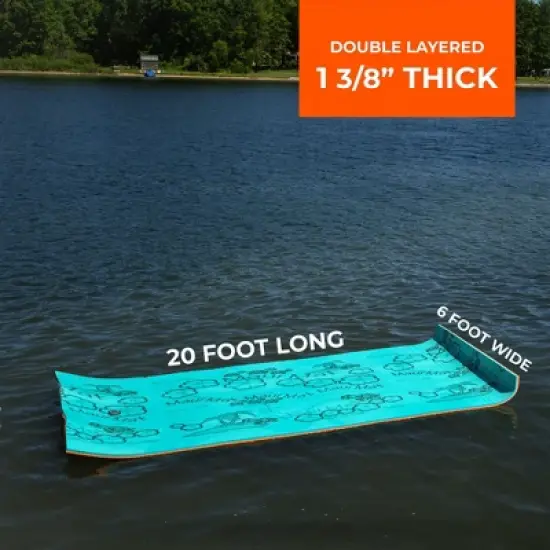 Aqua Lily Pad Maui Water Playground Floating Foam Island Mat with Storage Straps and Pad Protectors, Orange and Teal image {1}