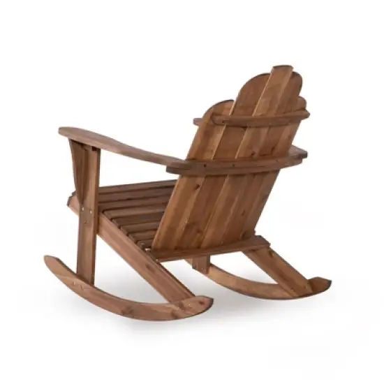 Outdoor Acacia Wood Adirondack Rocker Acorn Finish - Linon image {3}