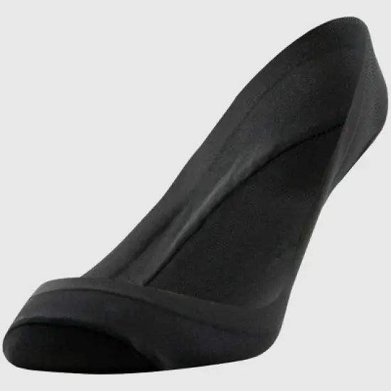 Peds Women's 2pk V Neck Super Low Cut Liner Socks - Black/Nude 5-10: Nylon Spandex Knit, Hidden Gel Heel Grip image {5}